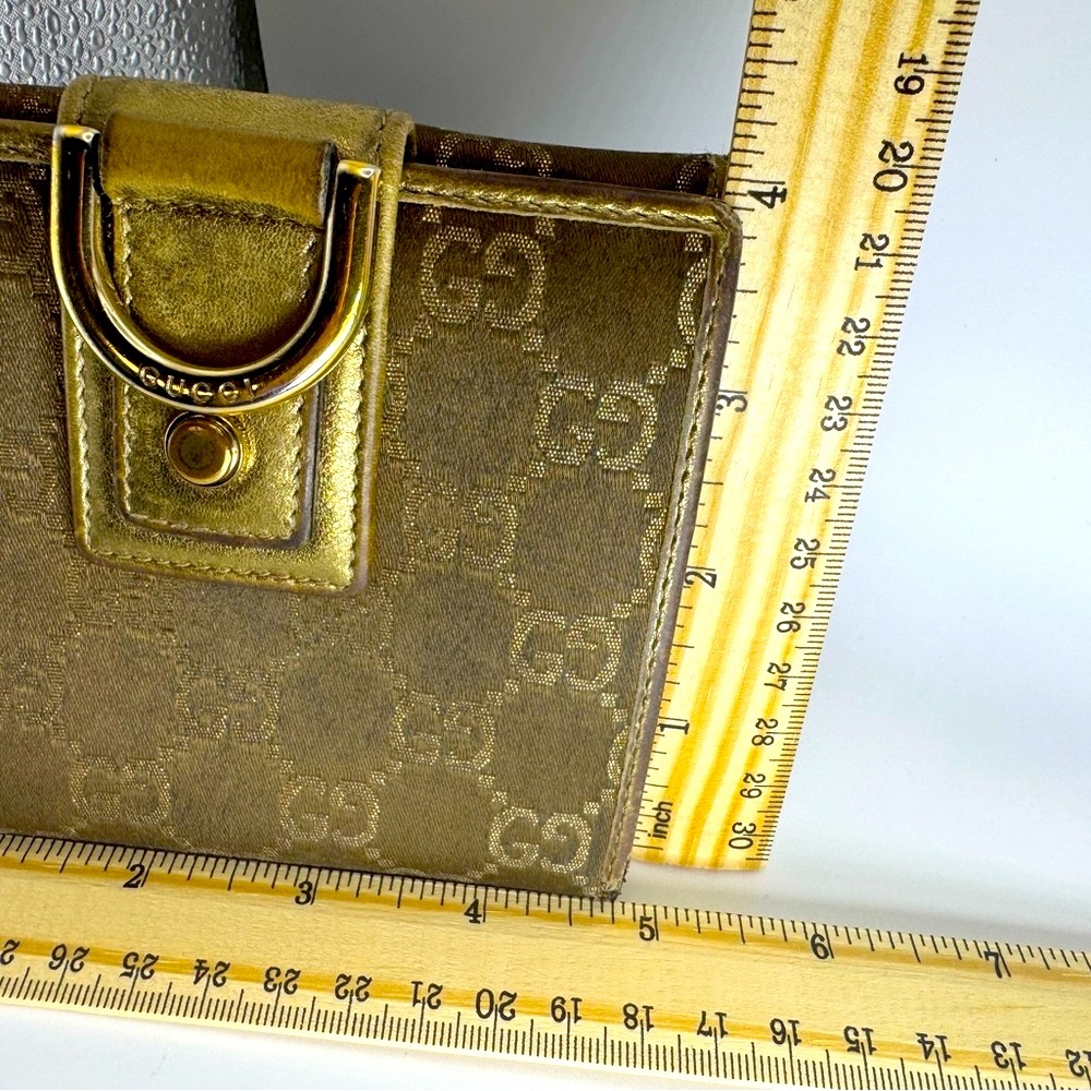 Gucci Abbey Line D-Ring Wallet GG Metallic with Coin Pocket Authentic Vintage - Picture 13 of 16